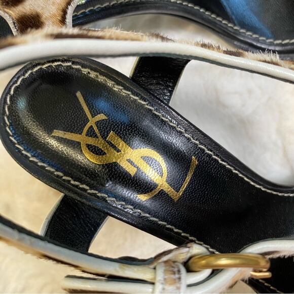 Yves Saint Laurent Ponyhair Animal Print Kitten Heel Sandals
Size 38.5 Leopard - Picture 8 of 14